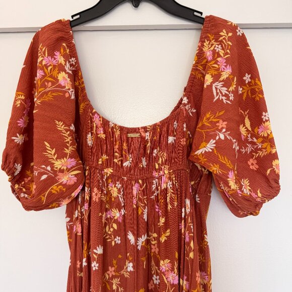 Billabong True Romance Printed Midi Dress in rust orange - Picture 11 of 12